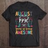 Flower Vintage August 1990 30Th Birthday Gift 30 Years Old Tee