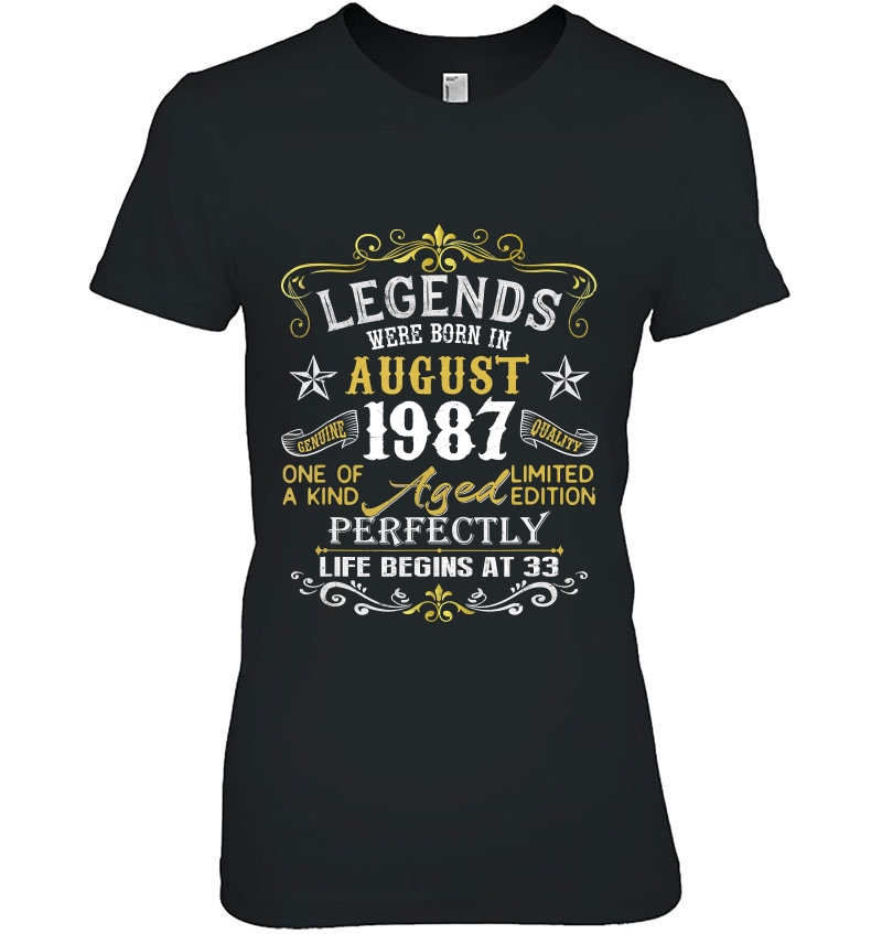 Legends Were Born In August 1987 33Rd Birthday Gift Hoodie