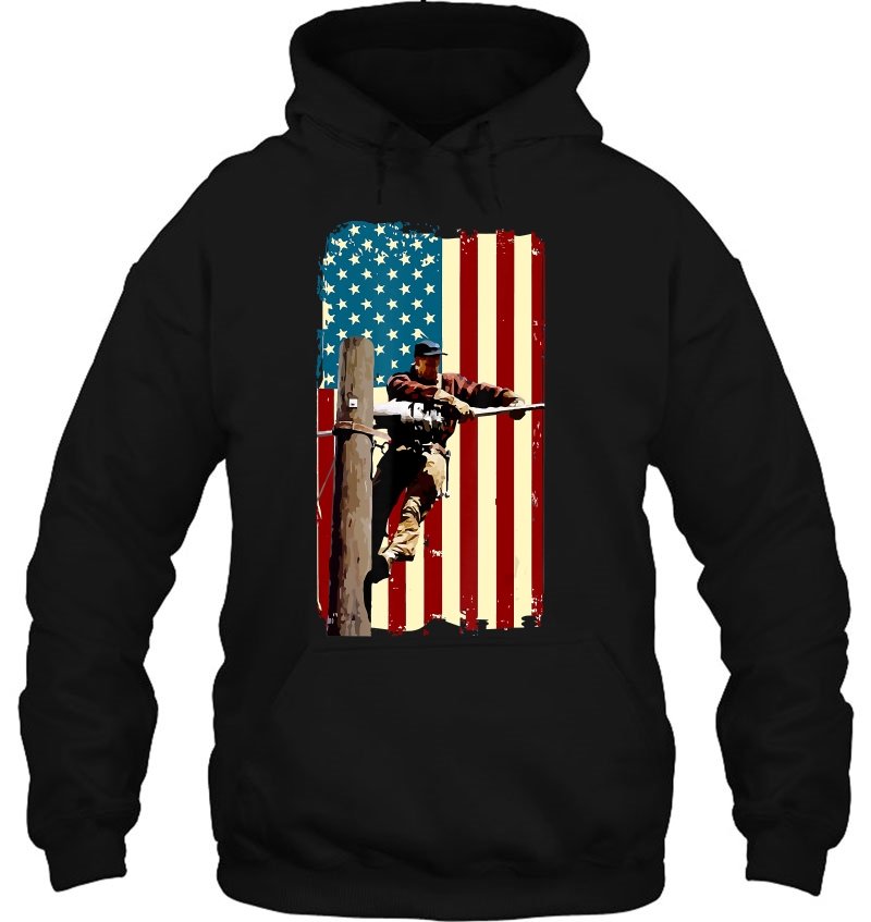 Lineman American Flag Shirt Electric Cable Lineman Mugs