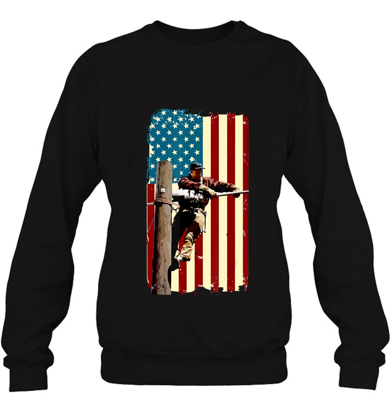 Lineman American Flag Shirt Electric Cable Lineman Mugs