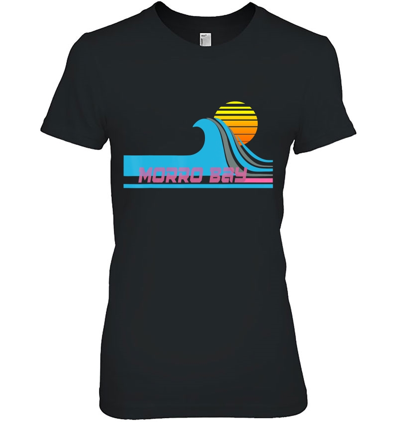 Morro Bay Retro 80S Style Surf Tee Hoodie