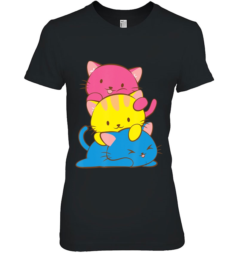 Pansexual Kawaii Cat Anime Art Cute Pan Pride Ladies Tee