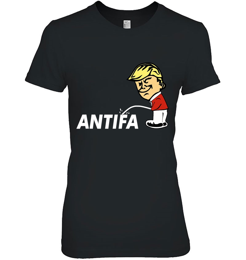 Pro President Trump Peeing On Antifa Anti Liberal Ladies Tee