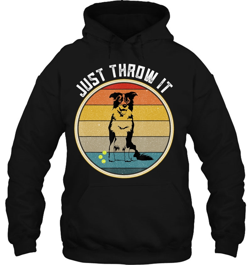Retro Border Collie Gifts Just Throw It Border Collie Gift Hoodie