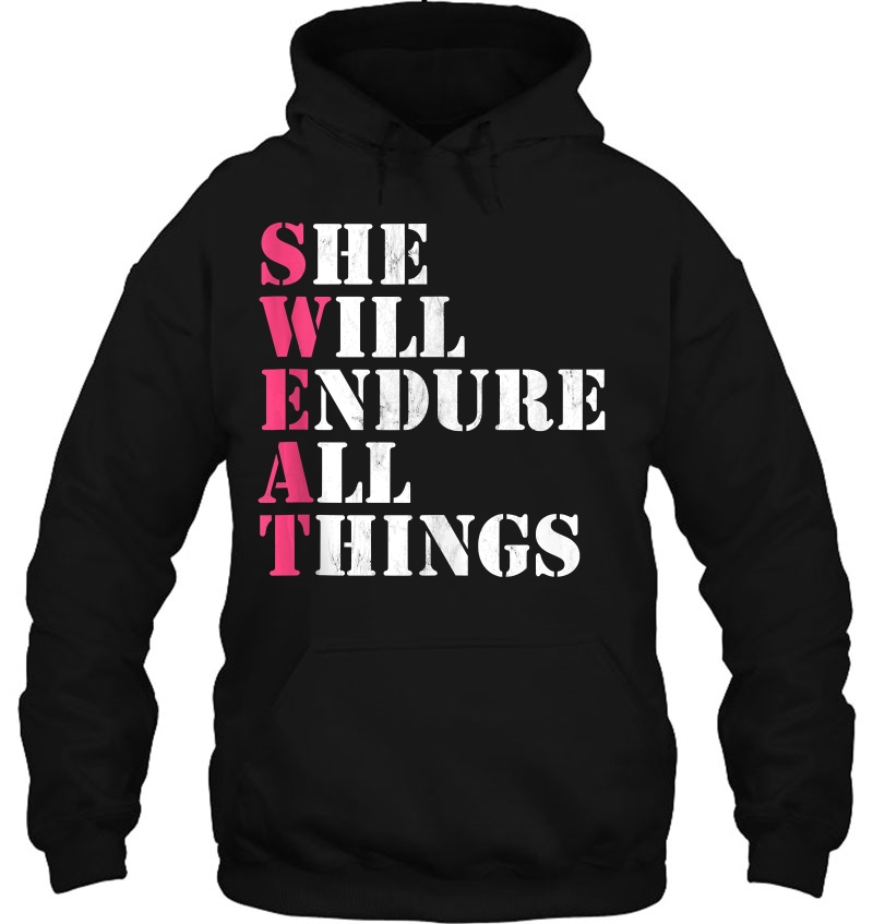 Sweat She Will Endure All Things Fitness Saying Mugs