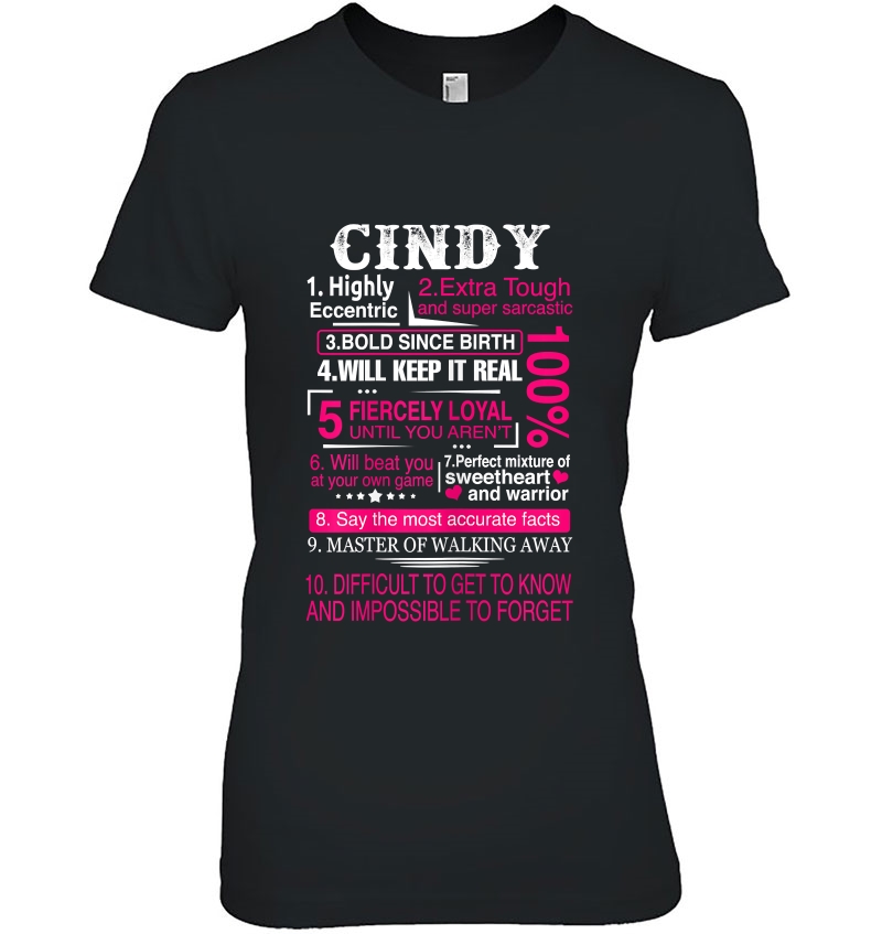 Ten Facts About Women Name Is Cindy First Name Ladies Tee