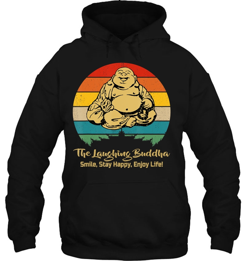 The Laughing Buddha Smiling Vintage Distressed Retro Design Hoodie