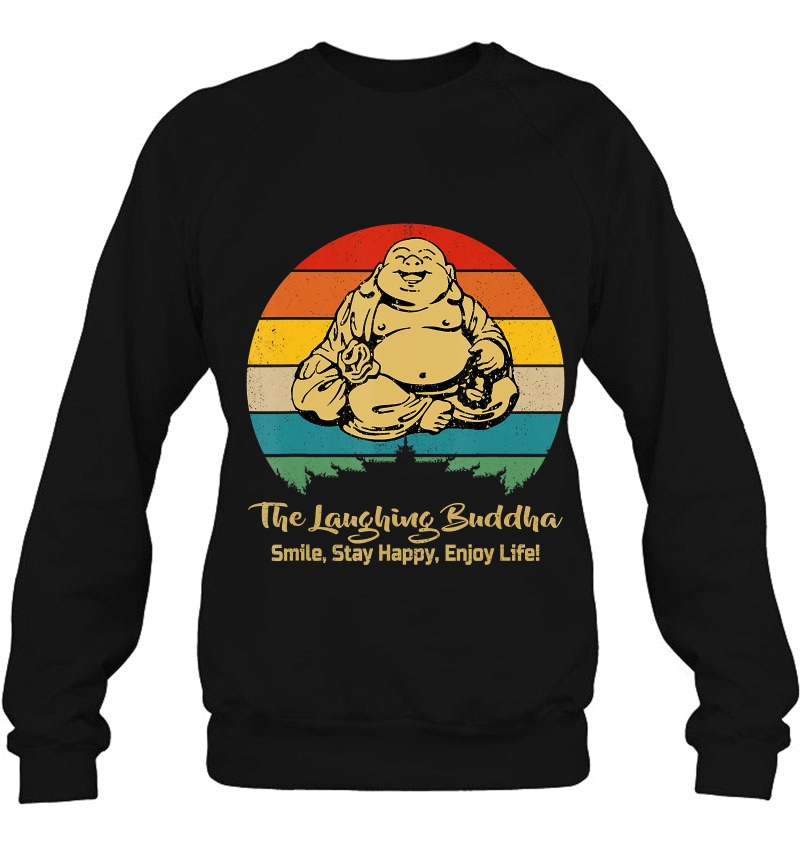 The Laughing Buddha Smiling Vintage Distressed Retro Design Sweatshirt