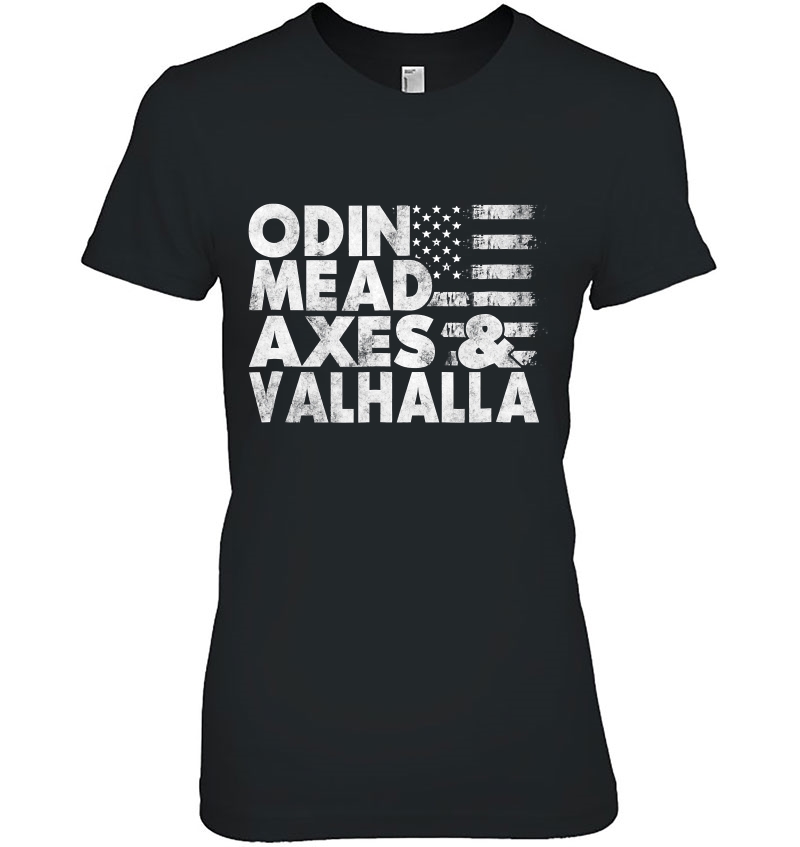 Viking Odin Mead Axes & Valhalla American Flag Hoodie