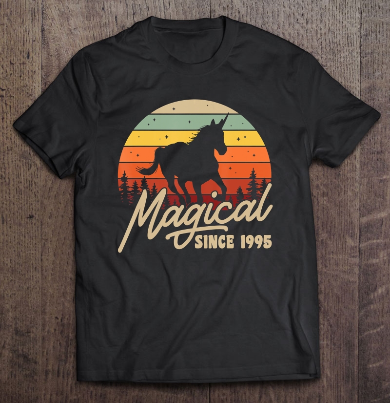 Vintage 25Th Birthday Gift Magical Since 1995 Bday Party Shirt