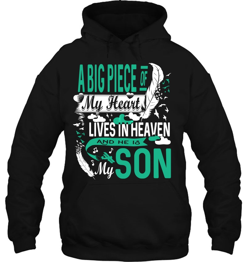 A Big Piece Of My Heart Lives In Heaven Shirt Son Memorial Mugs