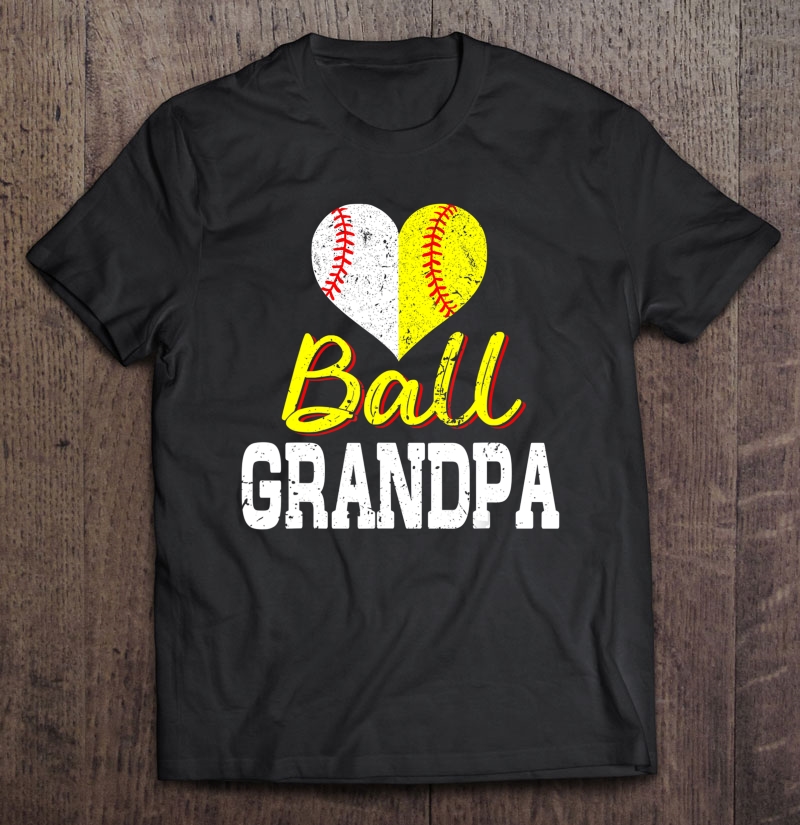 Baseball Softball Ball Heart Grandpa Shirt Father's Day Gift Shirt