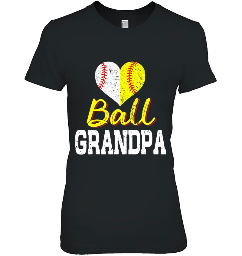 Baseball Softball Ball Heart Grandpa Shirt Father's Day Gift Hoodie