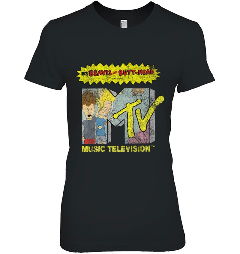 Beavis And Butthead Distressed Mtv Logo Premium Hoodie