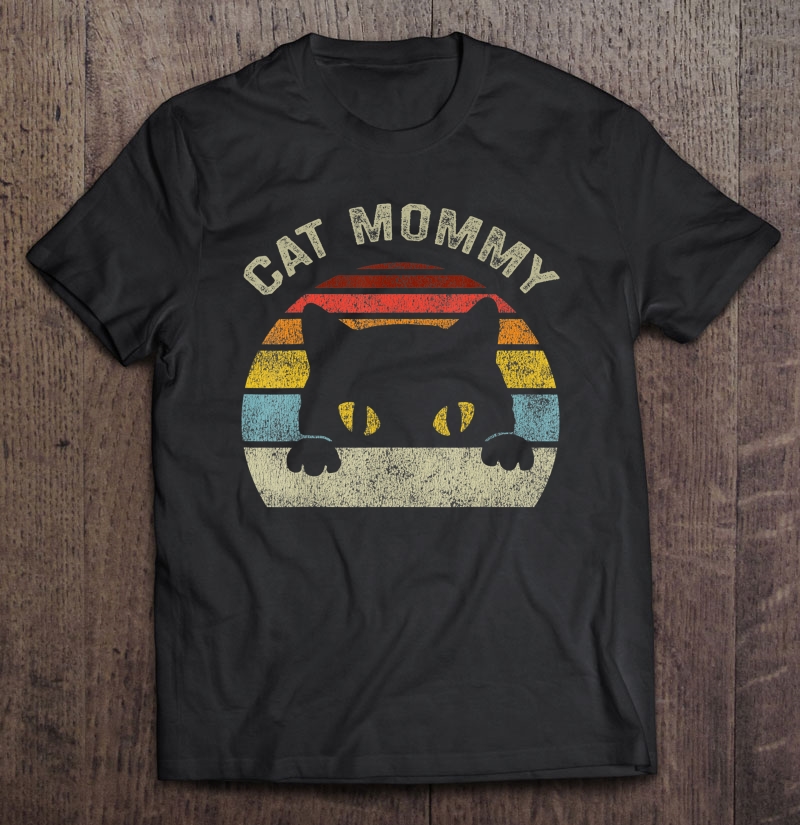 Cat Mommy Women Vintage Retro Black Cats Mom Mothers Day Shirt