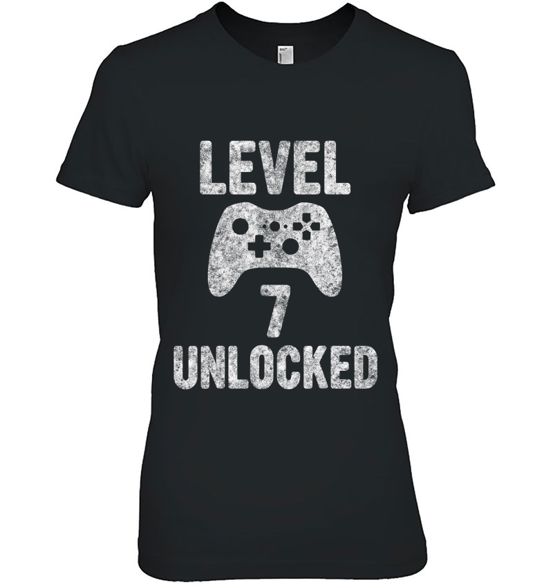 Cute Video Gamer 7Th Birthday Gift Level 7 Unlocked Ladies Tee