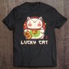 Maneki Neko Waving Lucky Cat Feline Lucky Kawaii Anime Cats Tee