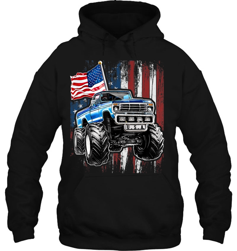 Monster Truck American Flag Patriotic 4Th Of July Gift Kids Mugs