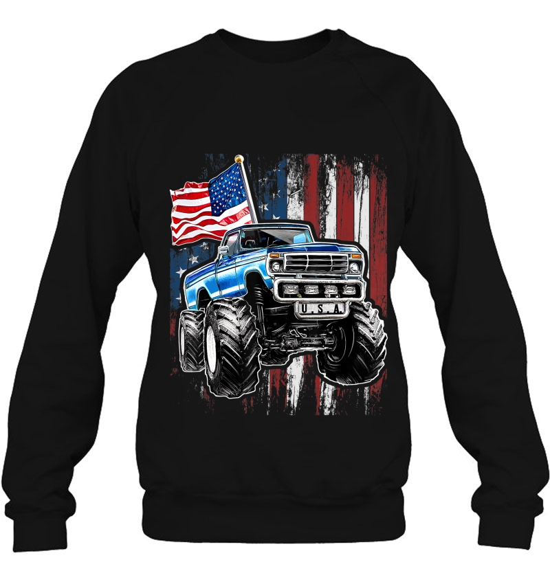 Monster Truck American Flag Patriotic 4Th Of July Gift Kids Mugs