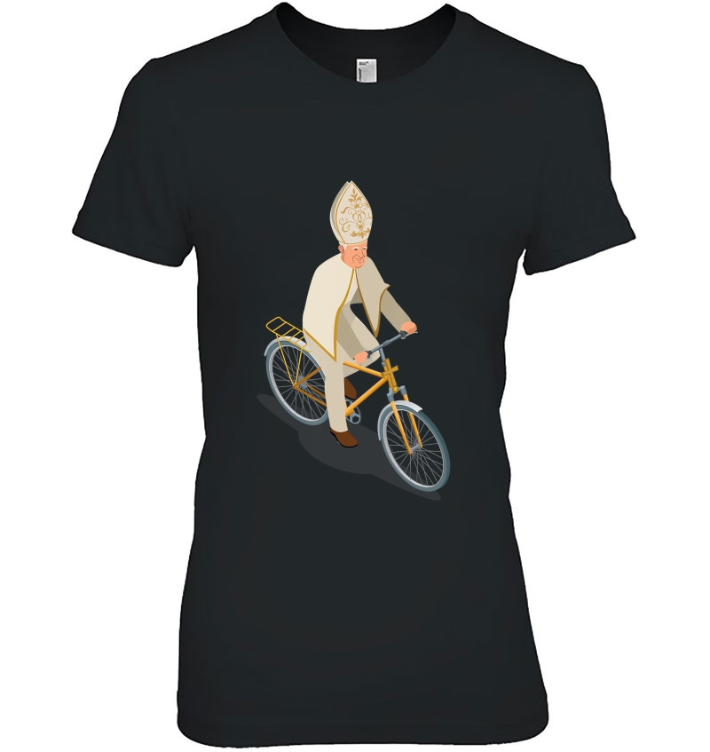 Pope Francis The Catholic Pope On A Bike Ladies Tee