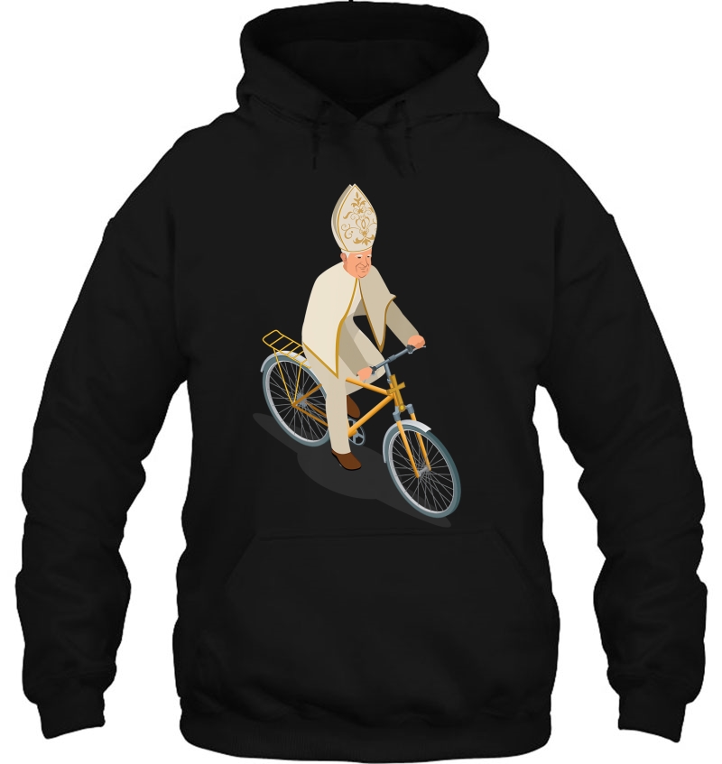 Pope Francis The Catholic Pope On A Bike Hoodie