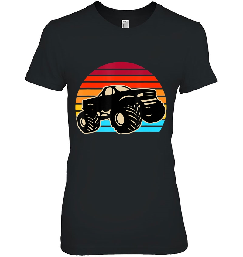 Retro Monster Trucks Gift Vintage Big Trucks Ladies Tee