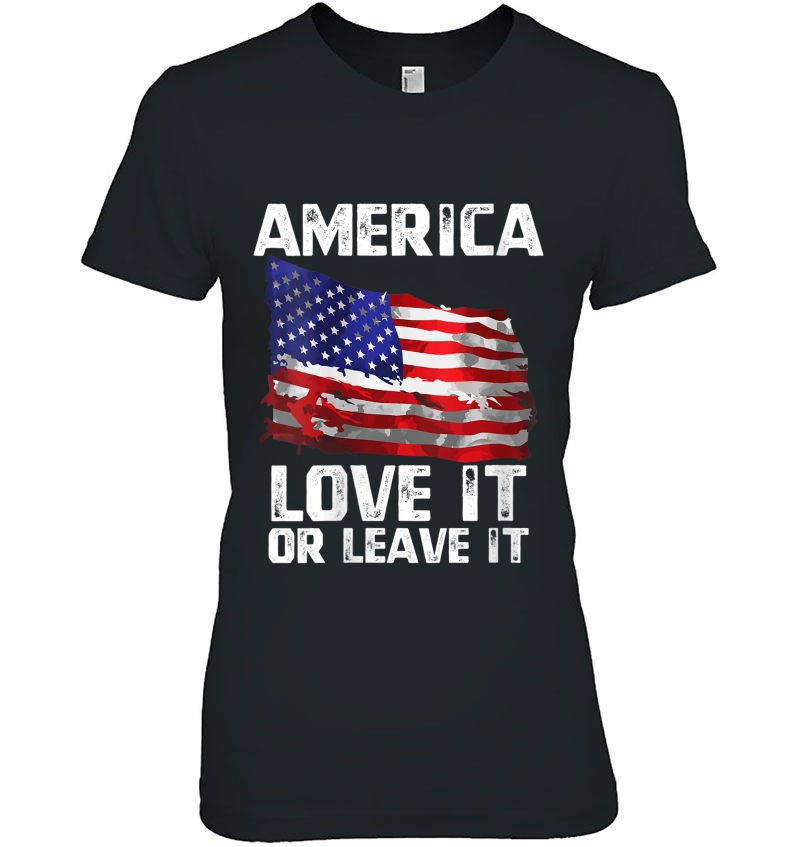 Womens Love It Or Leave It Patriotic American Usa Flag Conservative Hoodie