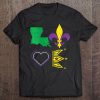 Womens Love Jester Mask Crown New Orleans Louisiana Map Mardi Gras Tee