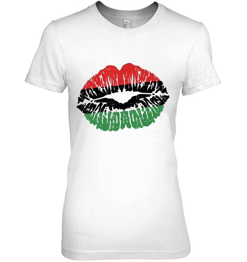 African Lips Flag Melanin Black History Month Pride Women Ladies Tee