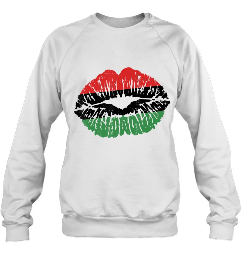 African Lips Flag Melanin Black History Month Pride Women Sweatshirt