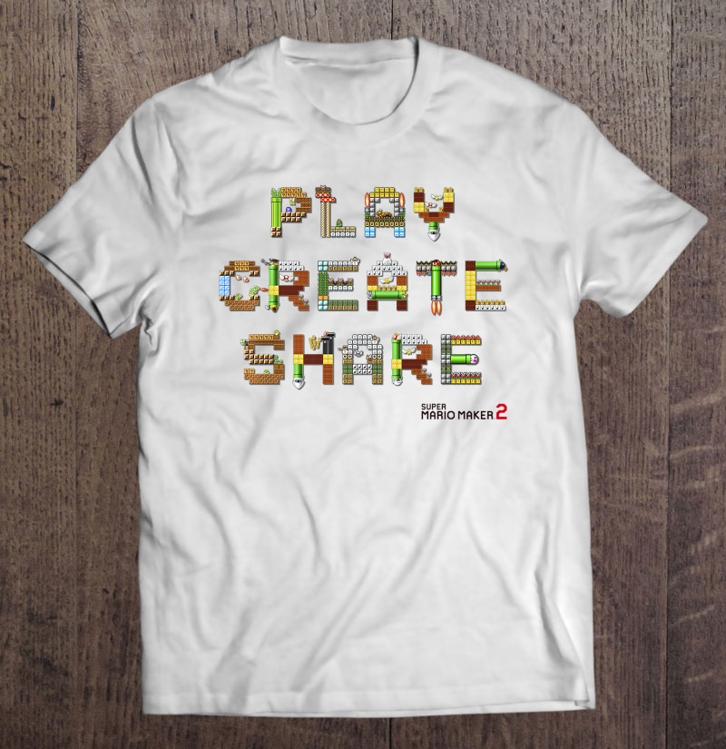 Super Mario Maker 2 Play Create Share Block Build-Up Premium Shirt