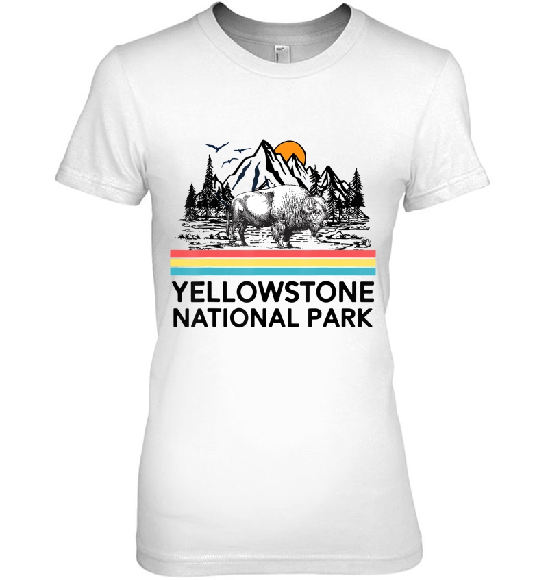 Vintage Yellowstone National Park Retro Mountains Ladies Tee