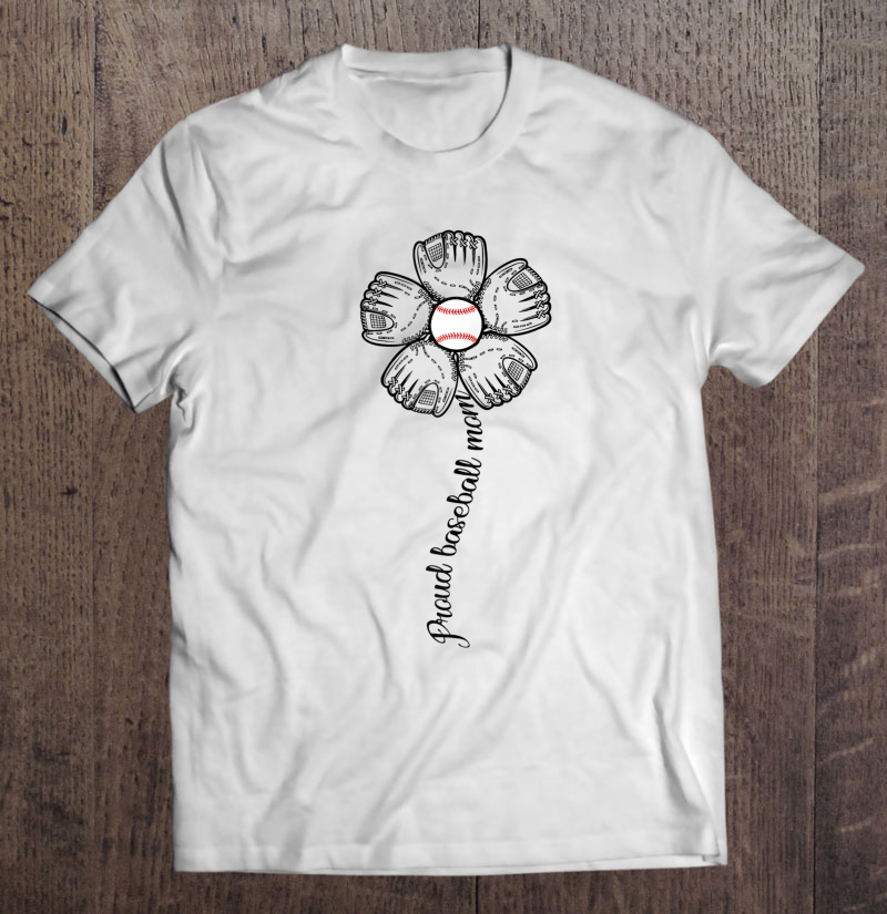 Womens Proud Baseball Mom - Funny Flower Baseball Design T