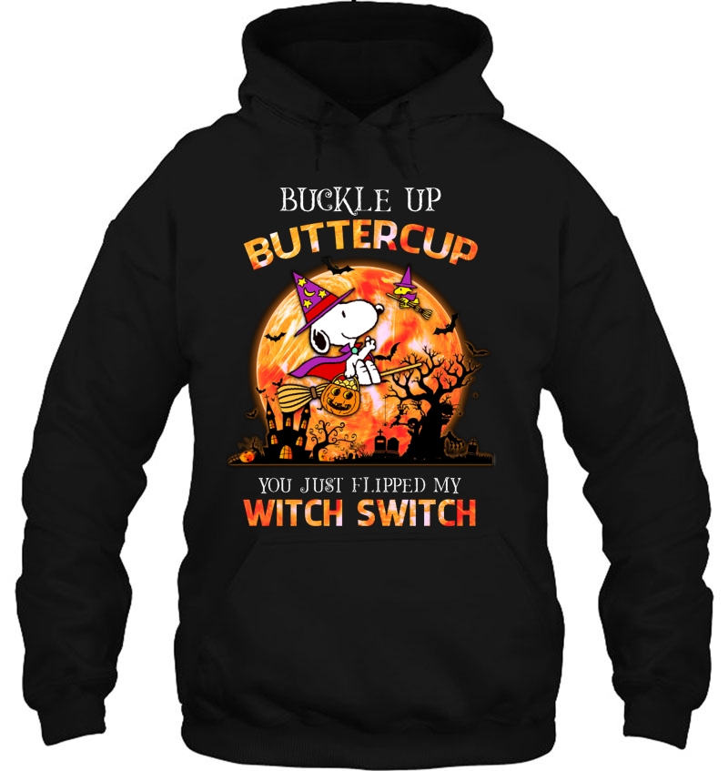 Buckle Up Buttercup You Just Flipped My Witch Switch Snoopy And Woodstock Halloween Mugs