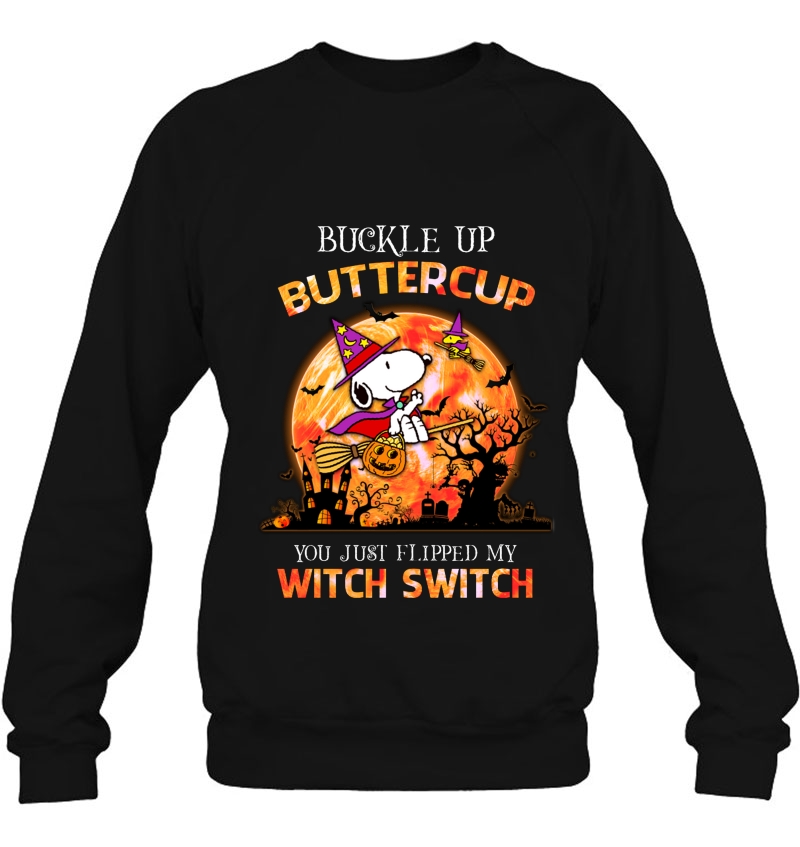 Buckle Up Buttercup You Just Flipped My Witch Switch Snoopy And Woodstock Halloween Mugs