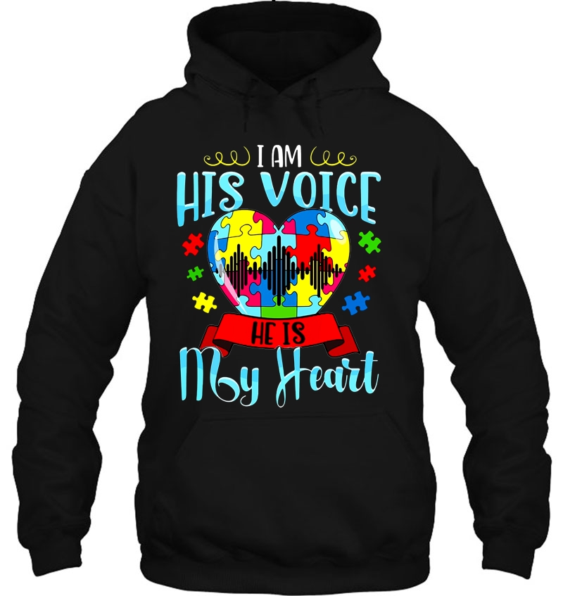 I Am His Voice He Is My Heart Puzzle Heart Autism Awareness Mugs