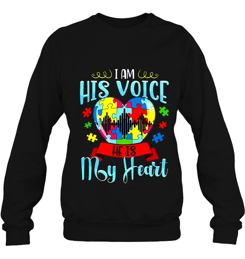 I Am His Voice He Is My Heart Puzzle Heart Autism Awareness Mugs