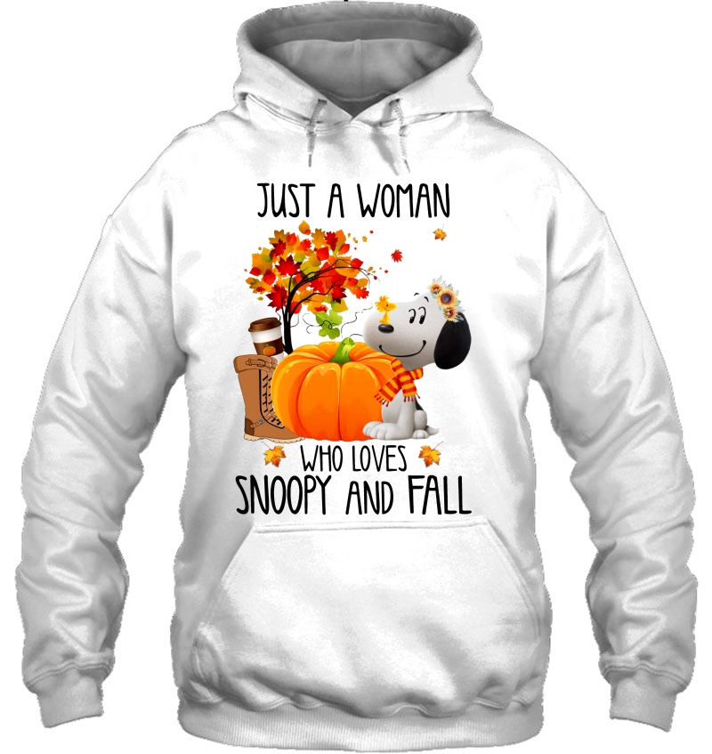 Just A Woman Who Loves Snoopy And Fall Pumpkin Sunflower Version Mugs