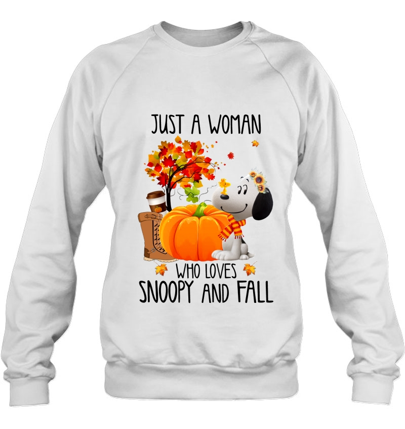 Just A Woman Who Loves Snoopy And Fall Pumpkin Sunflower Version Mugs