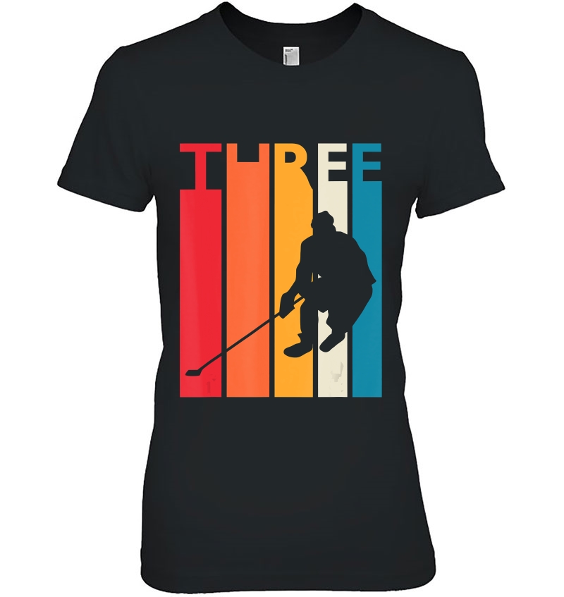 3Rd Birthday Gift Three Vintage Hockey Birthday 3 Year Old Ladies Tee