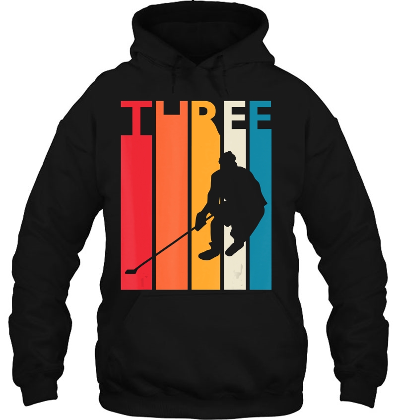 3Rd Birthday Gift Three Vintage Hockey Birthday 3 Year Old Hoodie