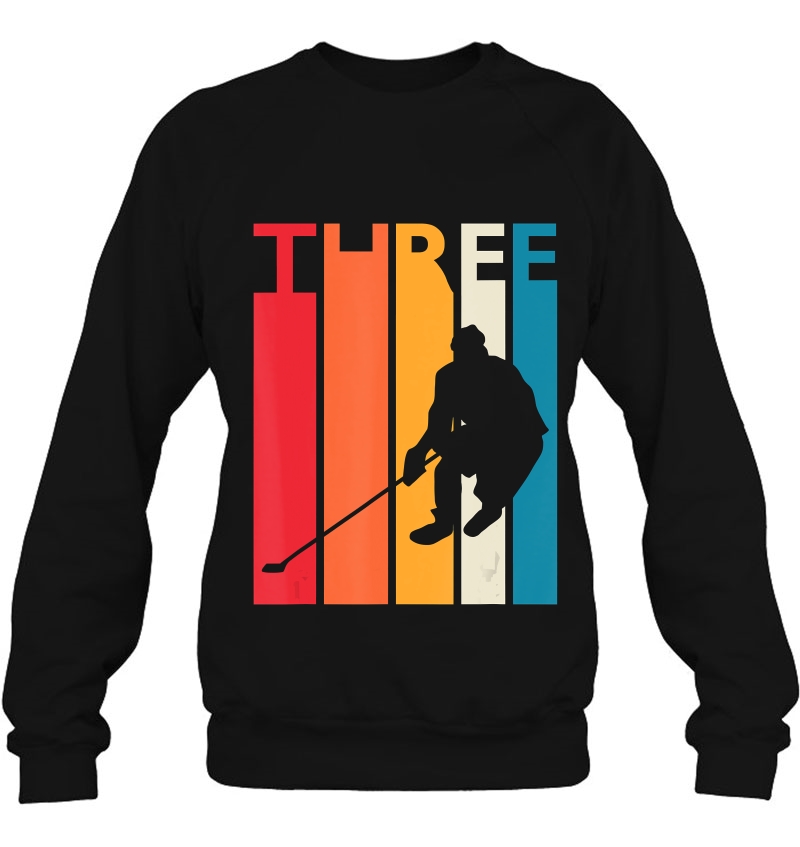 3Rd Birthday Gift Three Vintage Hockey Birthday 3 Year Old Sweatshirt