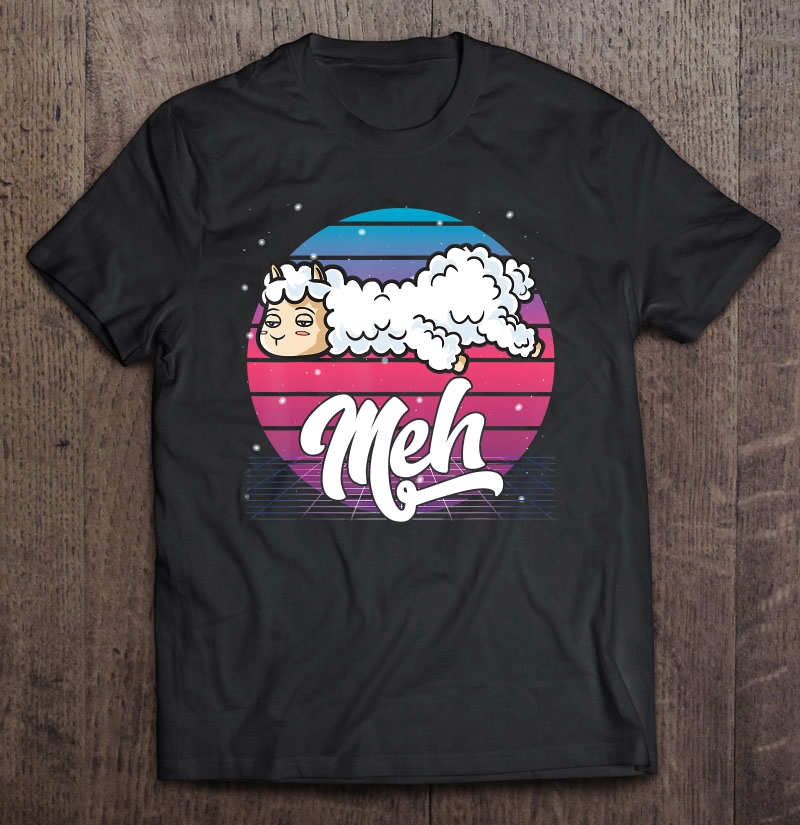 Aesthetic Vaporwave Japanese Otaku Meme Meh Alpaca Llama Shirt