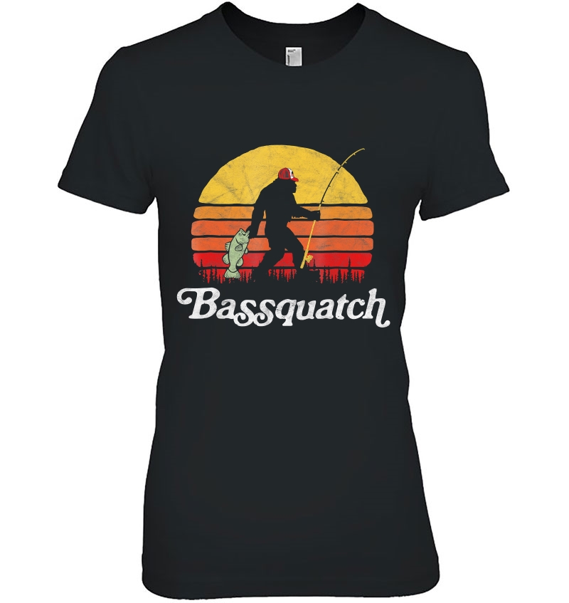 Bassquatch! Funny Bigfoot Fishing Outdoor Retro Hoodie