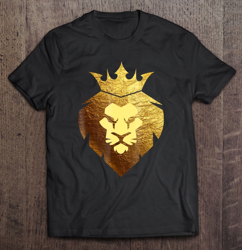 Mens Gold King Lion Crown Tshirt King Of The Jungle