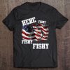 Mens Here Fishy Fishy Fishy American Flag Fishing Shirt Tee