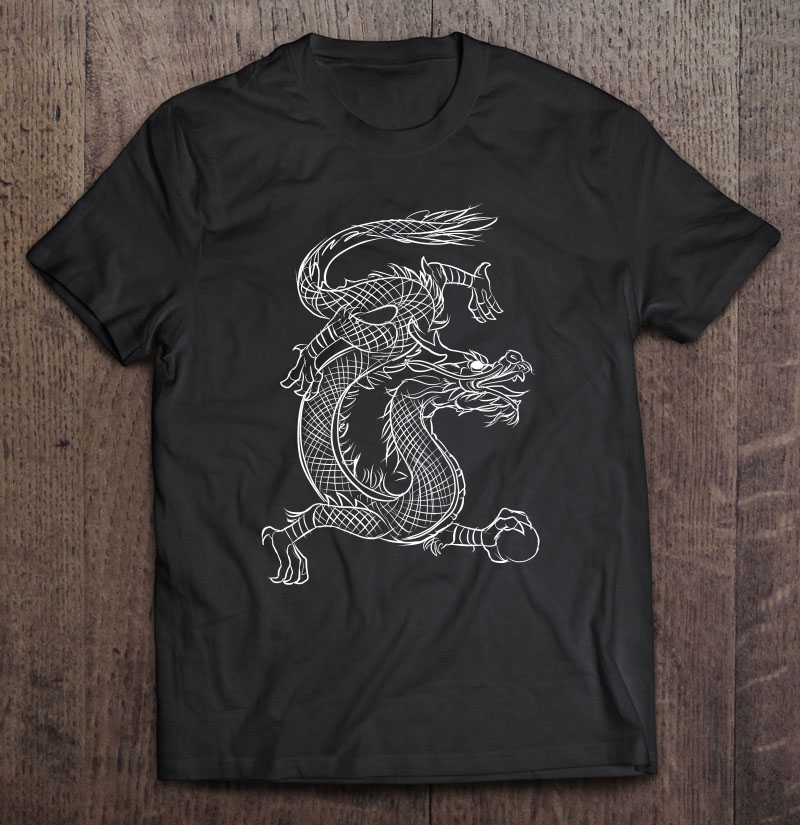 Mens Skin & Clans - Chinese Dragon Tattoo White - Shirt