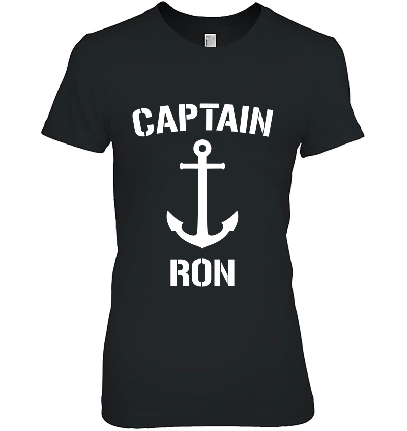 Nautical Captain Ron Personalized Boat Anchor Ladies Tee
