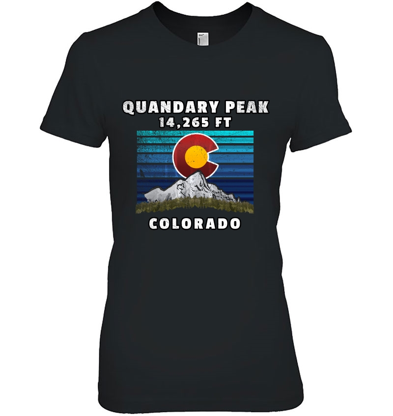 Quandary Peak Colorado Shirt With Flag Theme Ladies Tee