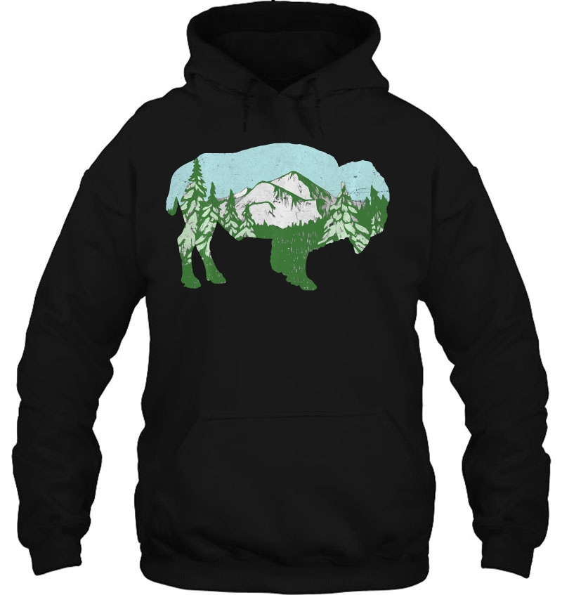 Rocky Mountains Nature Bison Design Hoodie